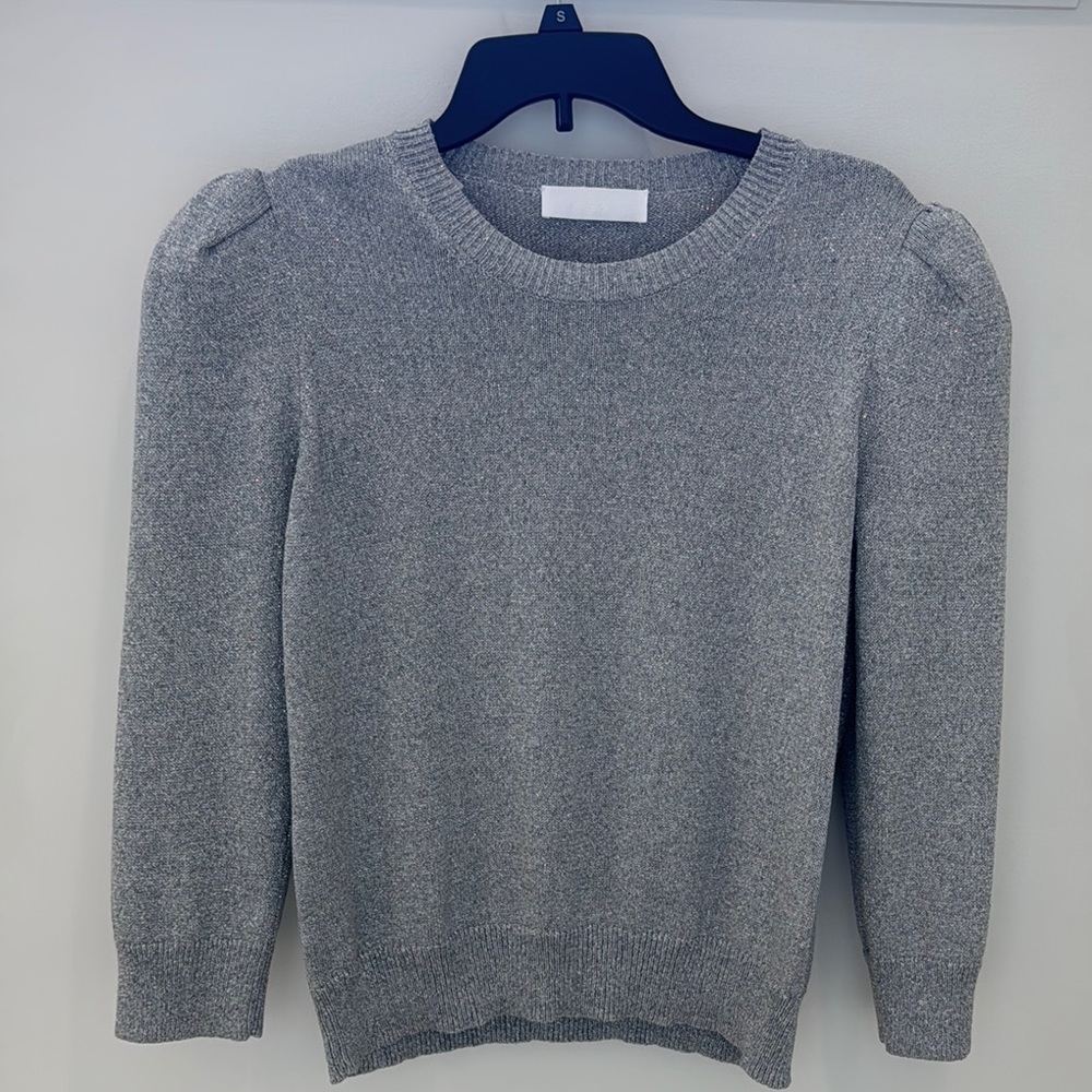 CO Collection Gray Sparkly Crew Neck Sweater